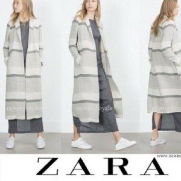 ZARA Stripe Duster Long Coat - Picture 4 of 4